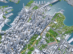 Sydney Downtown city Australia 8km 3D Model