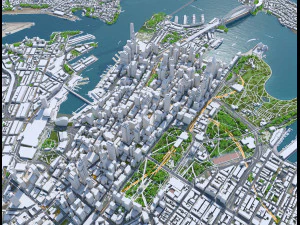 Sydney Downtown city Australia 8km 3D Model