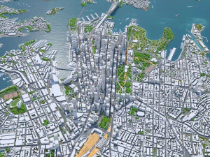 Sydney Downtown city Australia 8km 3D Model