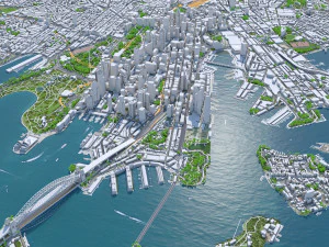 Sydney Downtown city Australia 8km 3D Model