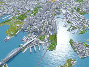 Sydney Downtown city Australia 8km 3D Model