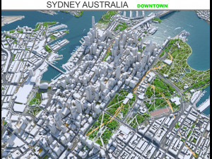 Sydney Downtown city Australia 8km 3D Model