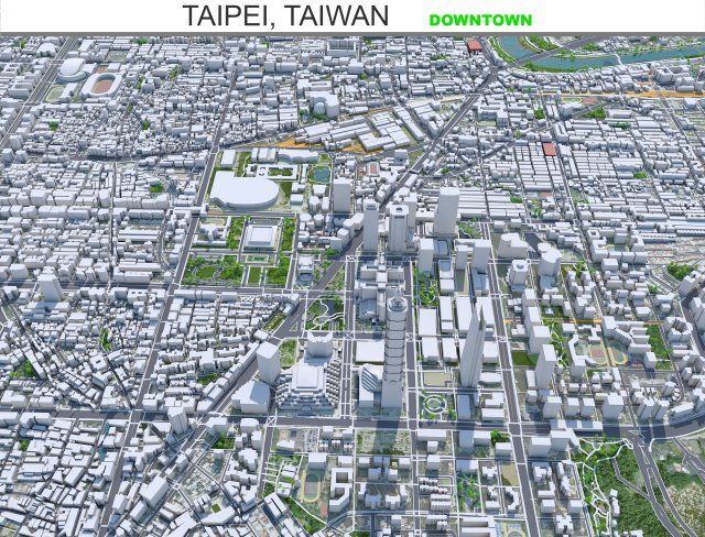 Taipei downtown city Taiwan 8km 3D मॉडल .c4d .max .obj .3ds .fbx .stl .blend