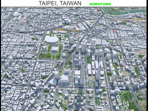 Taipei downtown city Taiwan 8km 3D Model