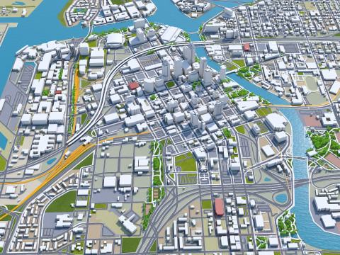 Tampa downtown city Florida USA 5km Model 3D