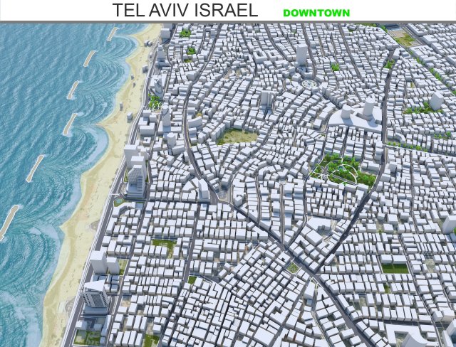 Tel Aviv downtown city Israel 6km Modello 3D .c4d .max .obj .3ds .fbx .stl .blend 
