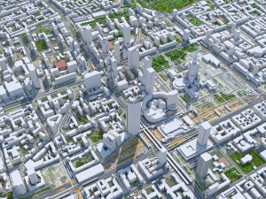 Warsaw downtown city Poland 8km 3D Model