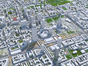 Warsaw downtown city Poland 8km Modèle 3D
