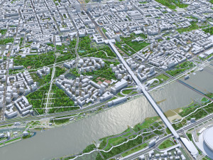 Warsaw downtown city Poland 8km Modèle 3D