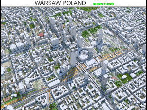 Warsaw downtown city Poland 8km 3D Model