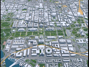 Washington DC downtown city USA 20km 3D Model