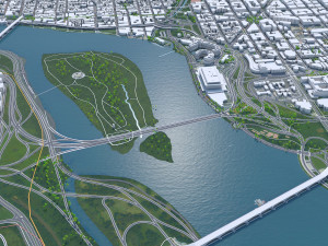 Washington DC downtown city USA 20km 3D Model