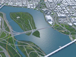 Washington DC downtown city USA 20km 3D Model