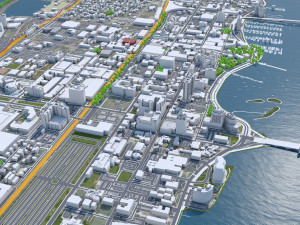 West Palm Beach Downtown city Florida USA 6km 3D Model