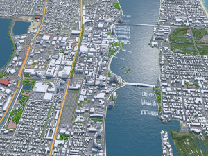 West Palm Beach Downtown city Florida USA 6km 3D Model
