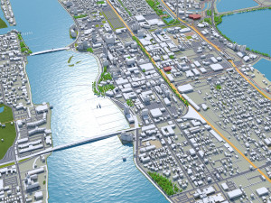 West Palm Beach Downtown city Florida USA 6km 3D Model