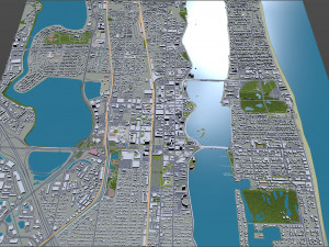 West Palm Beach Downtown city Florida USA 6km 3D Model