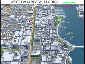 वेस्ट पाम बीच डाउनटाउन शहर फ्लोरिडा यूएसए 6 किमी 3D मॉडल