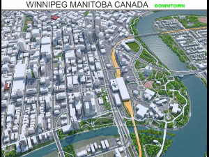 Winnipeg Manitoba Şehir merkezi Kanada 6km 3D Model