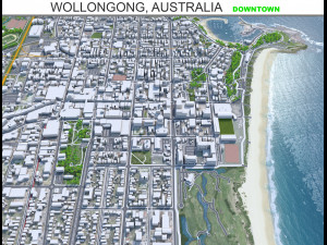 Wollongong Downtown city Australia 6km Modello 3D