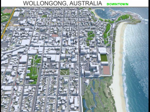 वॉलोन्गॉन्ग डाउनटाउन शहर ऑस्ट्रेलिया 6 किमी 3D मॉडल