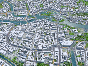 Wroclaw Downtown city Poland 8km 3D Model