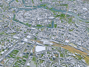 Wroclaw Downtown city Poland 8km 3D Модель
