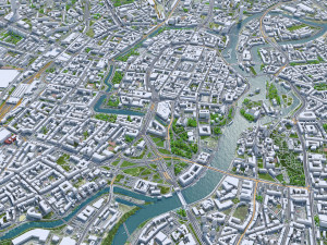 Wroclaw Downtown city Poland 8km 3D Модель