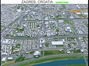 Zagreb Downtown city Croatia 8km 3D Модель