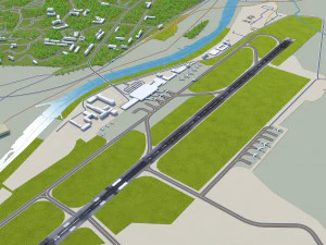 Pyongyang Sunan Airport 10km 3D Model