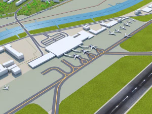 Pyongyang Sunan Airport 10km 3D Model