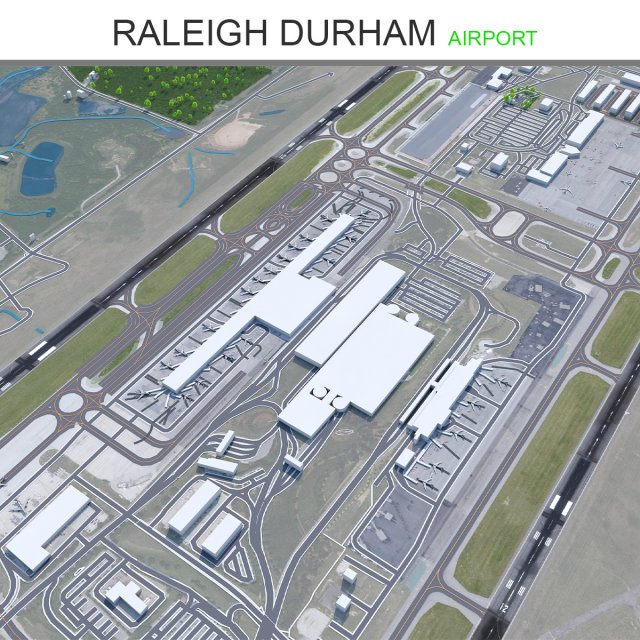 Raleigh Durham Airport 10km 3D Model .c4d .max .obj .3ds .fbx .lwo .lw .lws