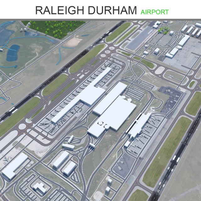 Raleigh Durham Airport 10km 3D मॉडल .c4d .max .obj .3ds .fbx .stl .blend 