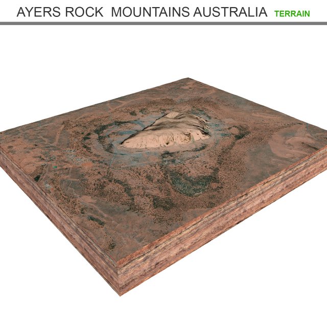 Ayers Rock Uluru Mountains Australia Terrain Modelo 3D .c4d .max .obj .3ds .fbx .stl .blend 