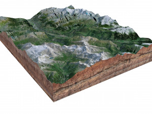 Brig Alps Switzerland Terrain 3Dモデル