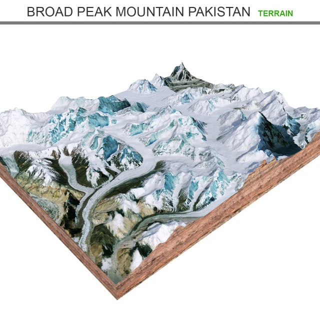 Broad Peak Mountain Pakistan Terrain 3D Model .c4d .max .obj .3ds .fbx .stl .blend 