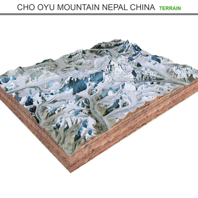 Cho Oyu Mountain Nepal China Terrain 3D Model .c4d .max .obj .3ds .fbx .stl .blend 