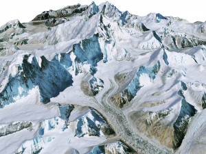 Cho Oyu Mountain Nepal China Terrain 3D Model