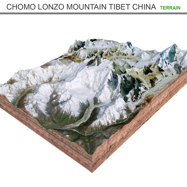 Chomo Lonzo Mountain Tibet China Terrain 3D 모델 .c4d .max .obj .3ds .fbx .stl .blend 