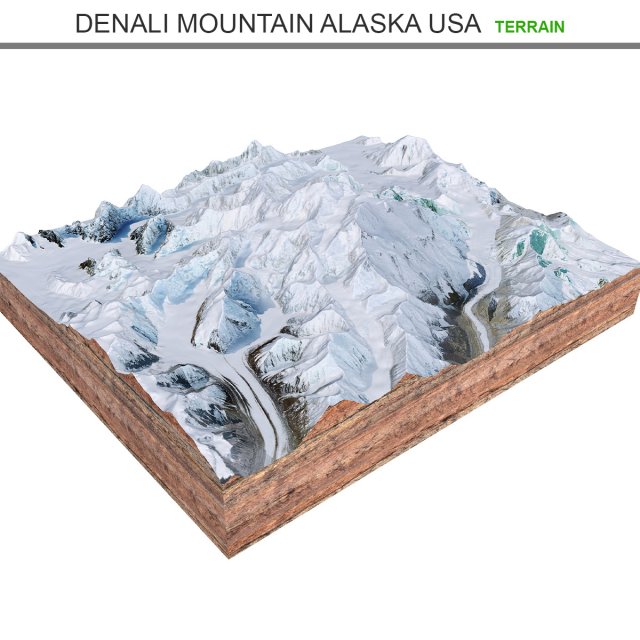 Denali Mountain Alaska USA Terrain Modello 3D .c4d .max .obj .3ds .fbx .stl .blend 