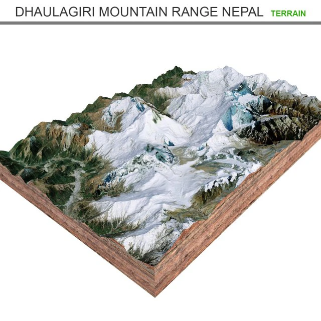 Dhaulagiri Mountain Range Nepal Terrain 3D Model .c4d .max .obj .3ds .fbx .stl .blend