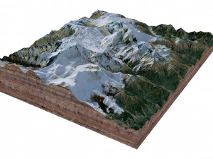 Dhaulagiri Mountain Range Nepal Terrain 3D Model