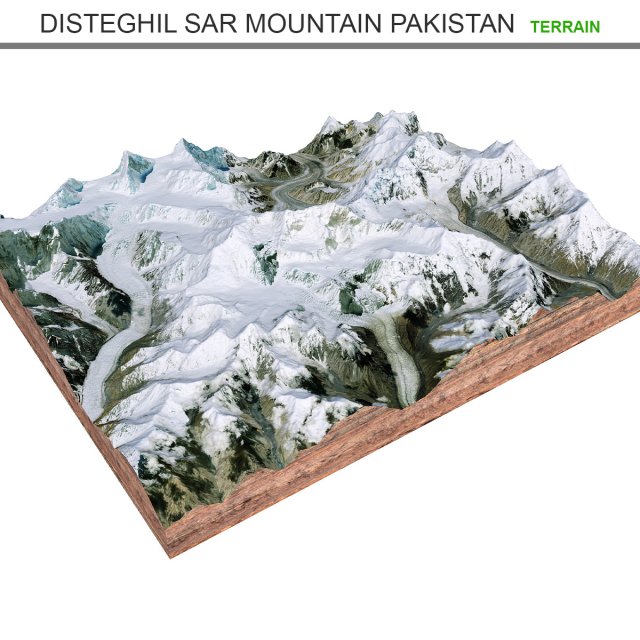 Disteghil Sar Mountain Pakistan Terrain  3D Model .c4d .max .obj .3ds .fbx .lwo .lw .lws