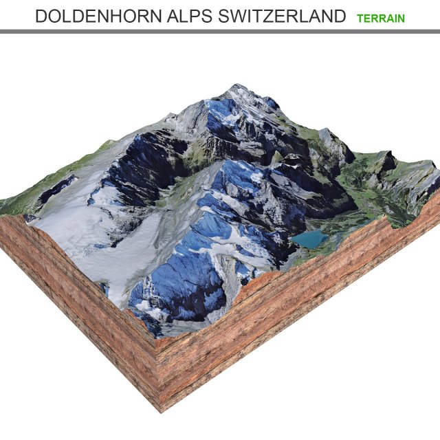 Doldenhorn Alps Switzerland Terrain  3D Model .c4d .max .obj .3ds .fbx .lwo .lw .lws