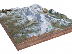 Gangkhar Puensum Mountain China Terrain Modelo 3D