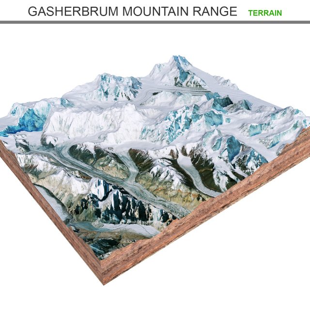Gasherbrum Mountain Range Pakistan China terrain 3D 모델 .c4d .max .obj .3ds .fbx .stl .blend 