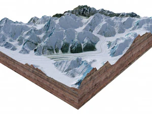 Gasherbrum Mountain Range Pakistan China terrain 3D Model