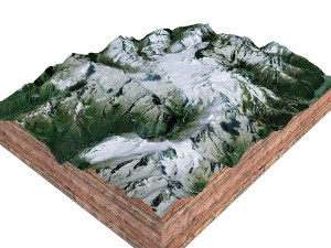 Ghiacciaio dellAdamello Glacier Italy Terrain 3D Модель