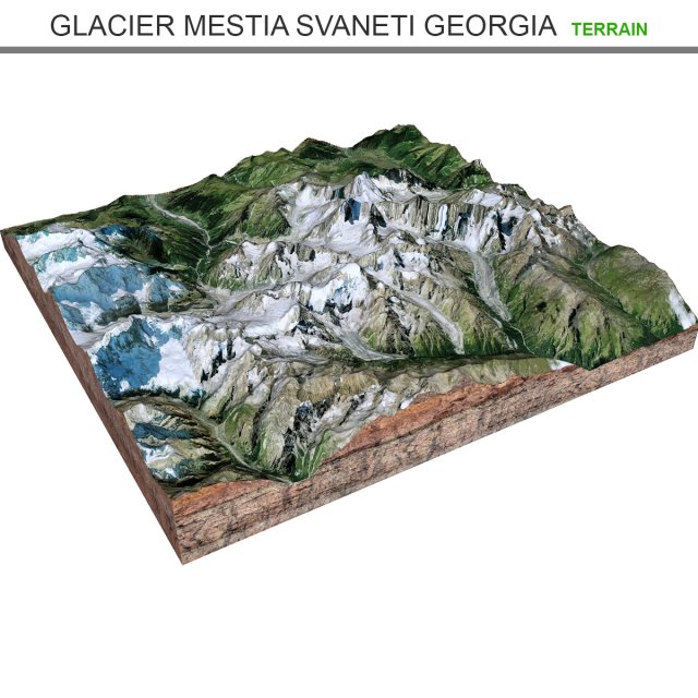 Glacier Mestia Svaneti Georgia Terrain 3D Model .c4d .max .obj .3ds .fbx .lwo .lw .lws