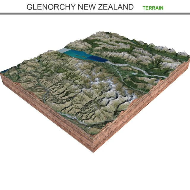 Glenorchy New Zealand Terrain 3D Model .c4d .max .obj .3ds .fbx .stl .blend